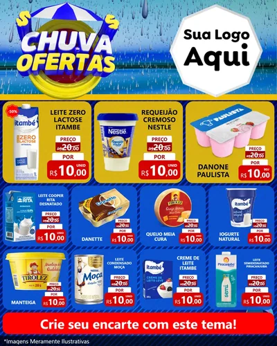 Modelo de Rede Social para Feed Instagram com o tema Chuva de Ofertas para Frios e Laticínios