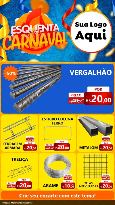 Modelo de Rede Social para Stories com o tema Esquenta de Carnaval para Ferragens