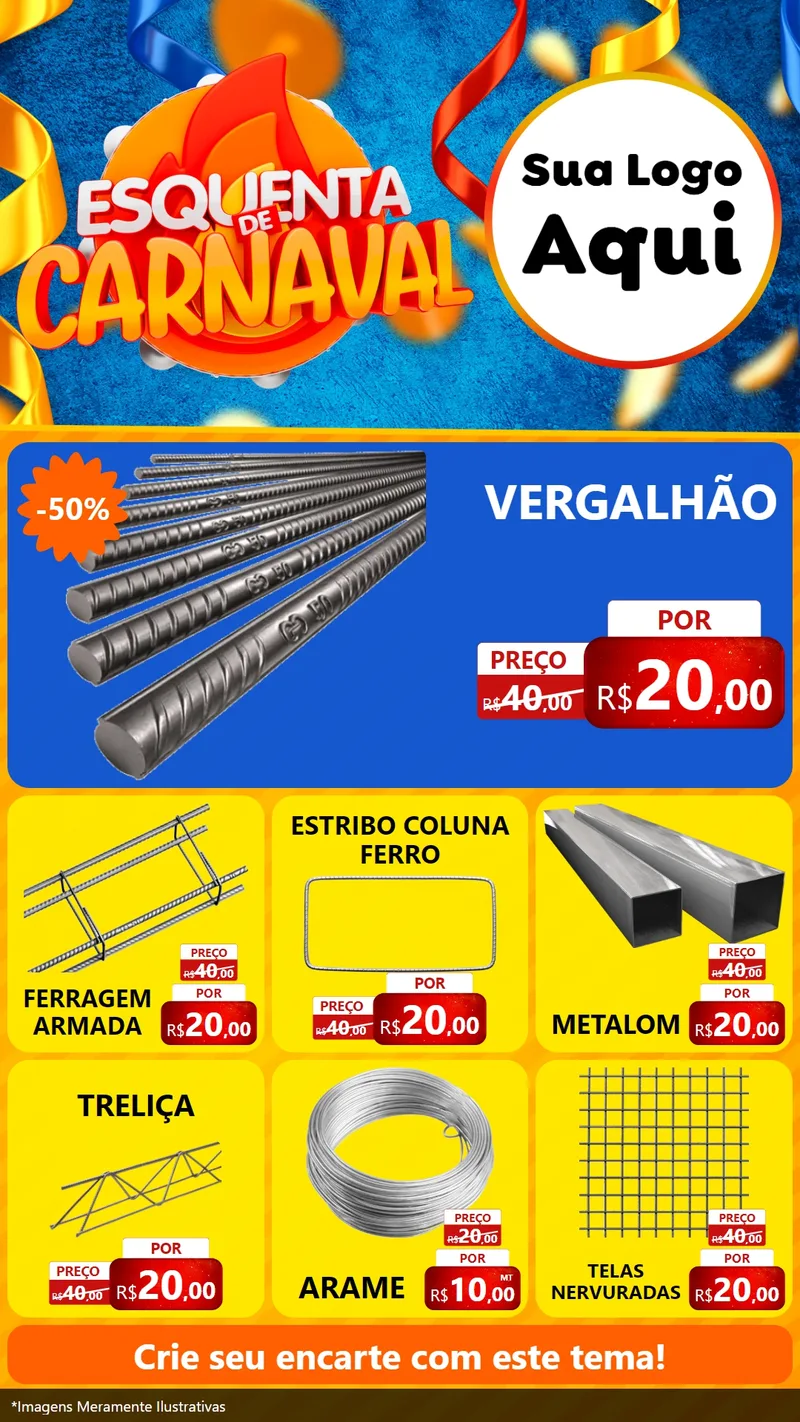Modelo de Rede Social para Stories com o tema Esquenta de Carnaval para Ferragens