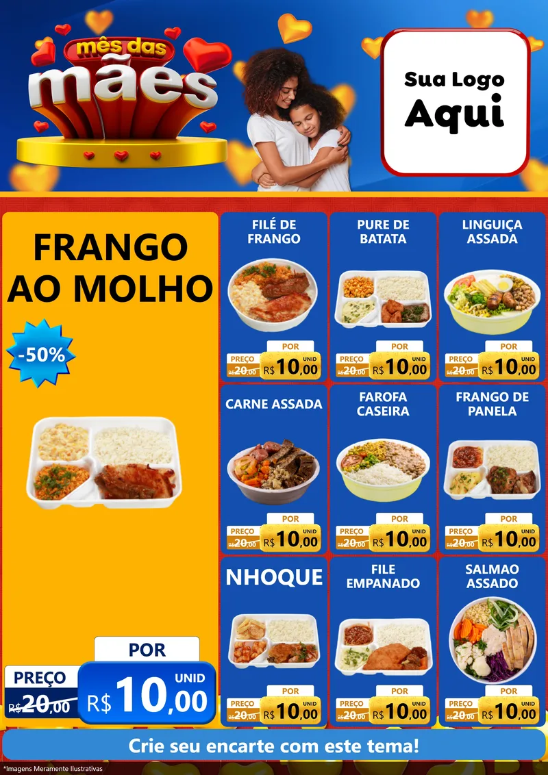 Modelo de Encarte para Encarte A4 Vertical com o tema Mês das Mães para Restaurante