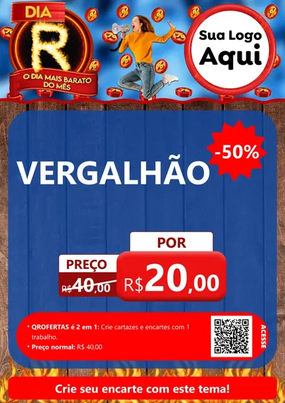 Modelo de Cartaz para Cartaz A4 Vertical com o tema Dia R - O Dia Mais Barato Do Mês para Ferragens