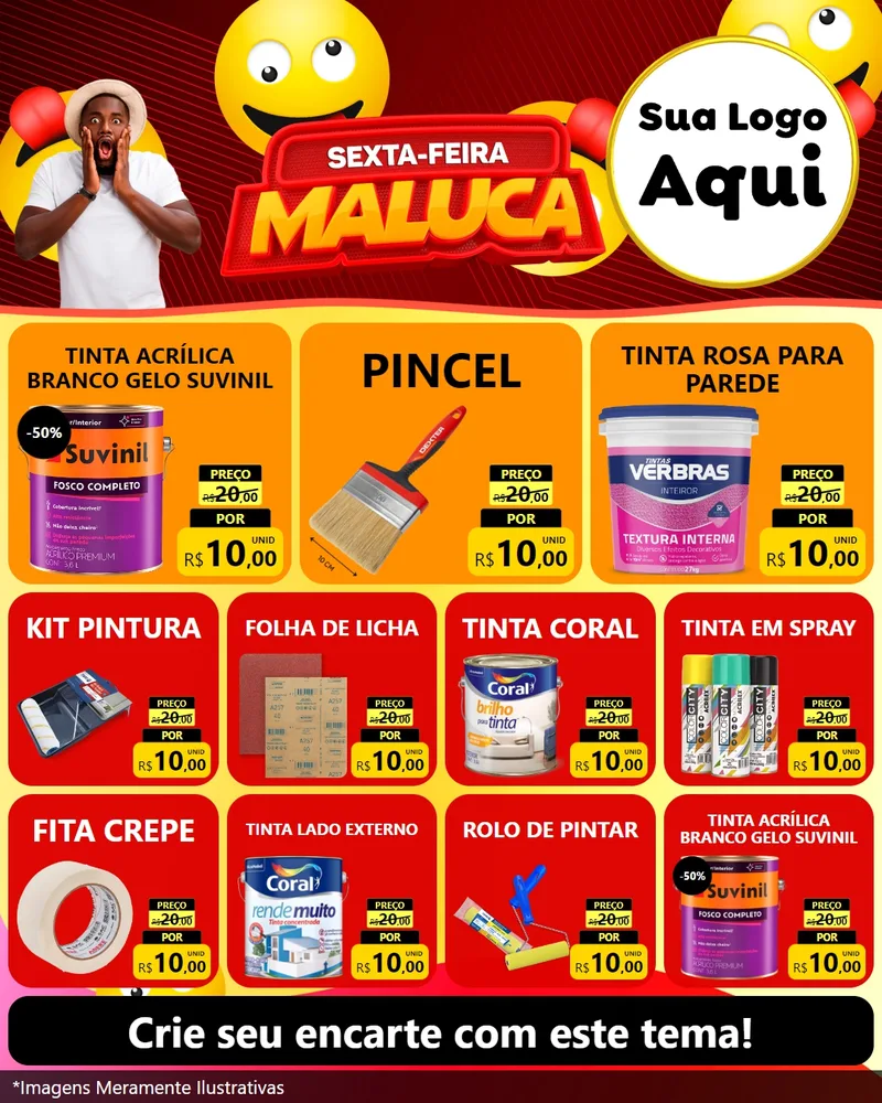 Modelo de Rede Social para Feed Instagram com o tema Sexta-feira Maluca para Tintas e Ferramentas