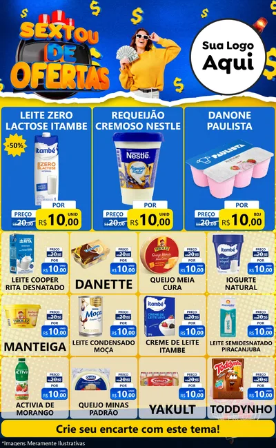 Modelo de Encarte para Encarte Grande com o tema Sextou de Ofertas para Frios e Laticínios