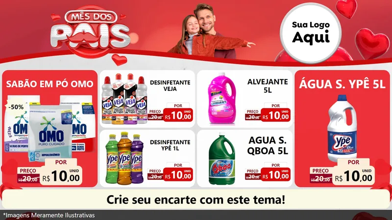 Modelo de TV para TV Horizontal com o tema Mês dos Pais para Produtos de Limpeza