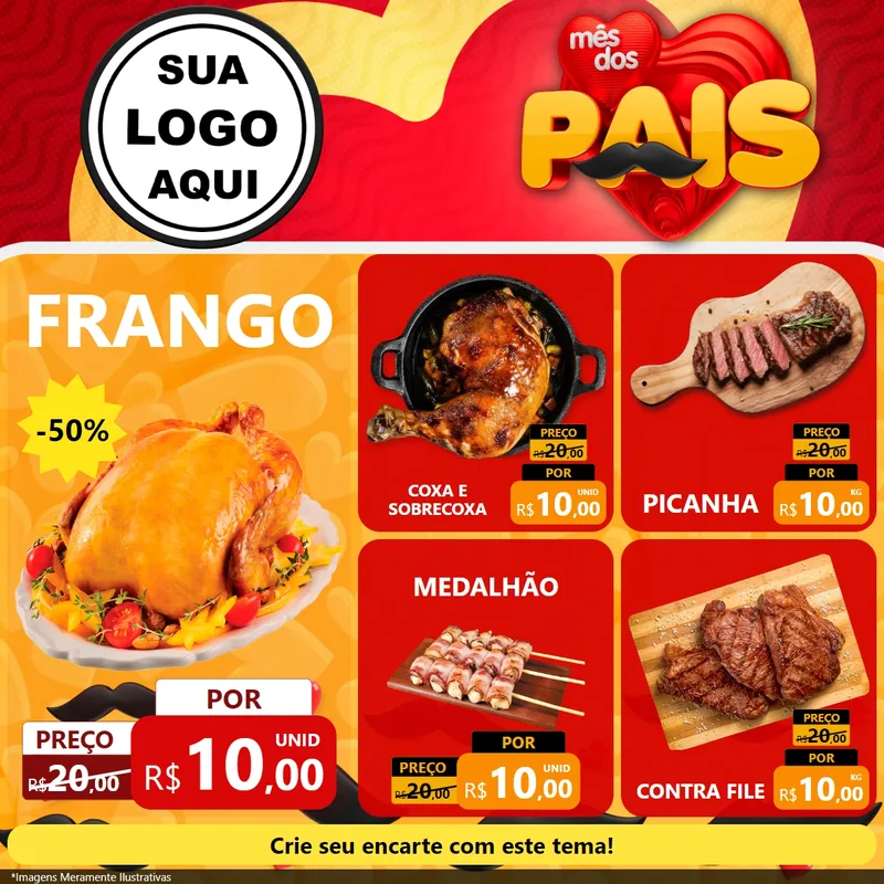 Modelo de Rede Social para Feed Facebook com o tema Mês Dos Pais para Assados