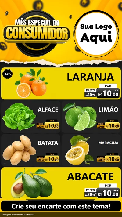 Modelo de TV para TV Vertical com o tema Mês Especial do Consumidor para Hortifrúti