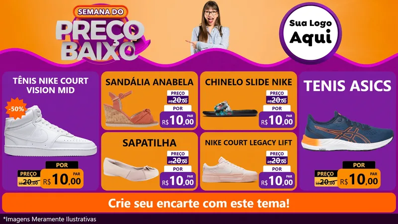 Modelo de TV para TV Horizontal com o tema Semana do Preço Baixo para Calçados