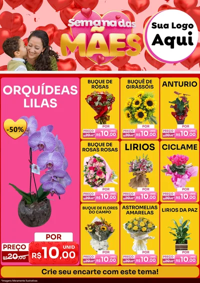 Modelo de Encarte para Encarte A4 Vertical com o tema Semana Das Mães para Floricultura e jardim