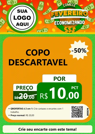 Modelo de Cartaz para Cartaz A4 Vertical com o tema Comece Fevereiro Economizando para Embalagens