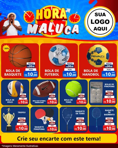 Modelo de Rede Social para Feed Instagram com o tema Hora Maluca para Artigos Esportivos