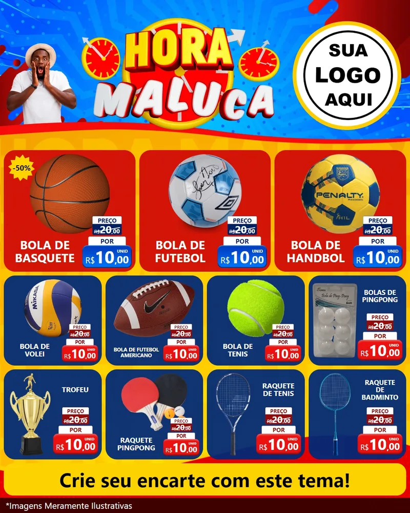 Modelo de Rede Social para Feed Instagram com o tema Hora Maluca para Artigos Esportivos