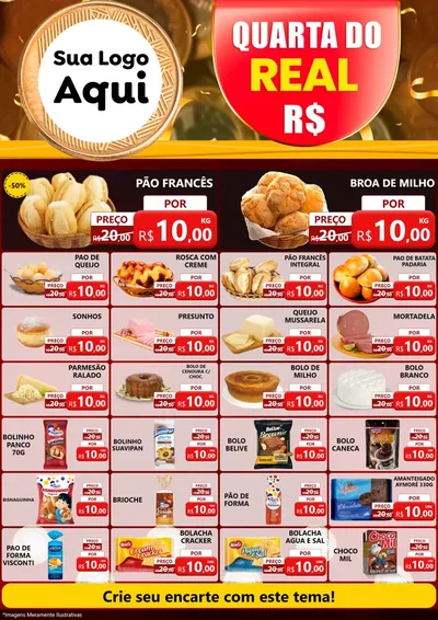 Modelo de Encarte para Encarte A4 Vertical com o tema Quarta do Real para Padaria