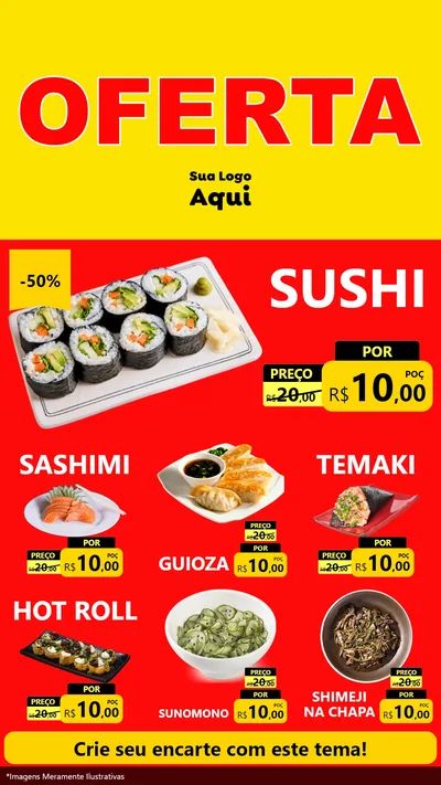 Modelo de Rede Social para Stories com o tema OFERTA - Vermelho Cartaz para Comida japonesa