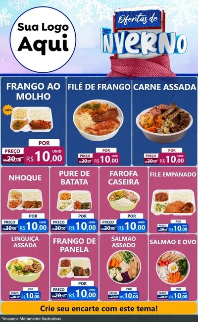 Modelo de Encarte para Encarte Grande com o tema Ofertas de Inverno para Restaurante