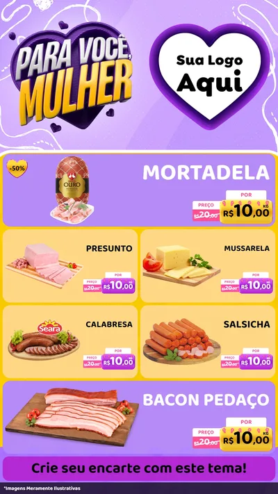 Modelo de TV para TV Vertical com o tema Para Você, Mulher para Frios e Laticínios