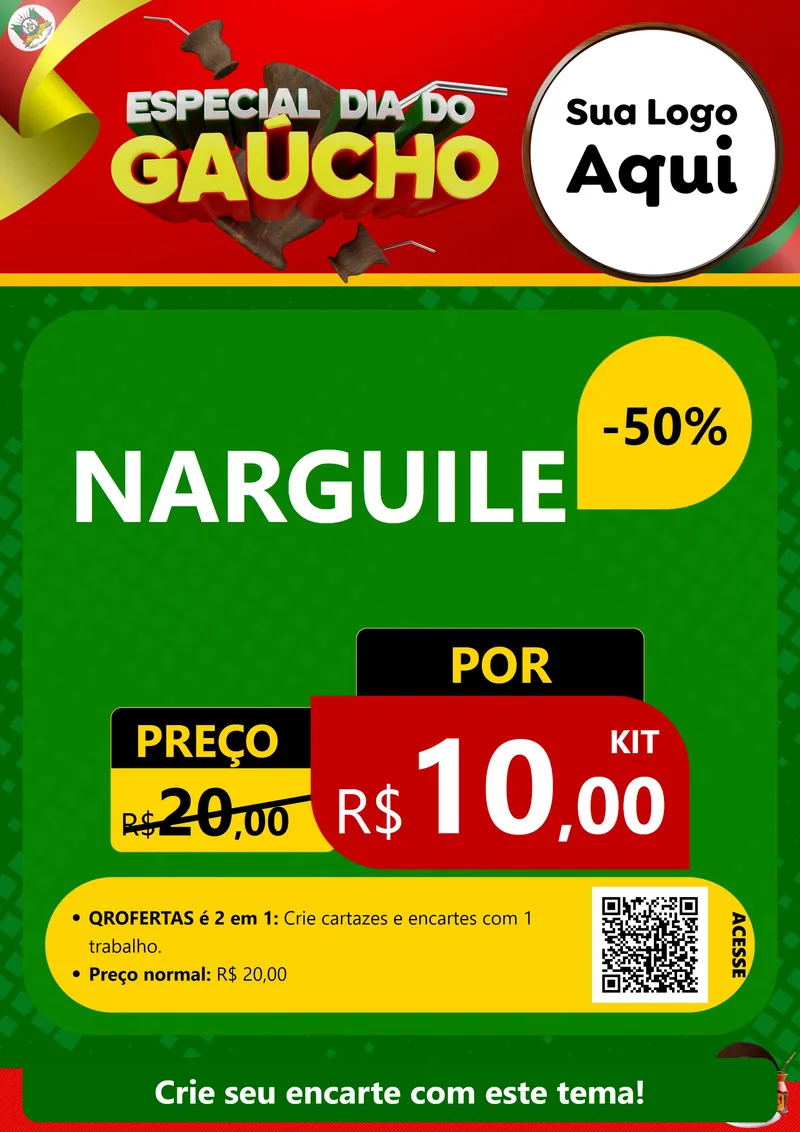 Modelo de Cartaz para Cartaz A4 Vertical com o tema Especial Dia do Gaúcho para Tabacaria