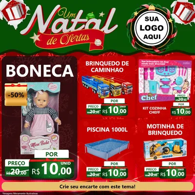 Modelo de Rede Social para Feed Facebook com o tema Um Natal de Ofertas para Brinquedos