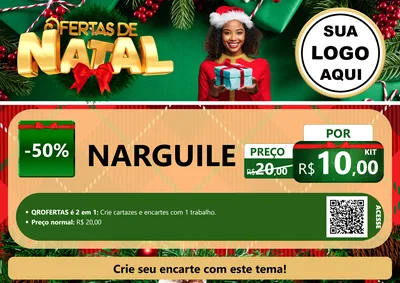 Modelo de Cartaz para Cartaz A4 Horizontal com o tema Ofertas de Natal para Tabacaria