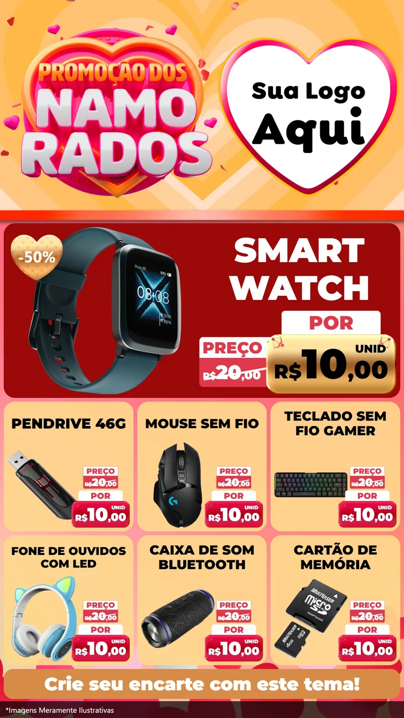 Modelo de Rede Social para Stories com o tema Promoção dos Namorados para Informática