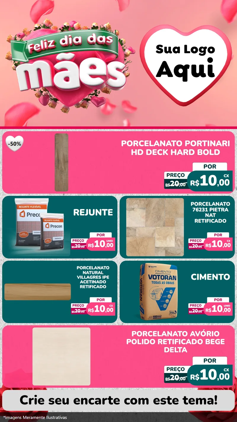 Modelo de TV para TV Vertical com o tema Feliz Dia das Mães para Pisos e revestimentos