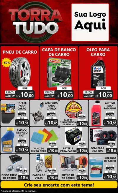 Modelo de Encarte para Encarte Grande com o tema Torra Tudo para Auto peças