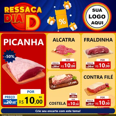Modelo de Rede Social para Feed Facebook com o tema Ressaca Dia D para Açougue