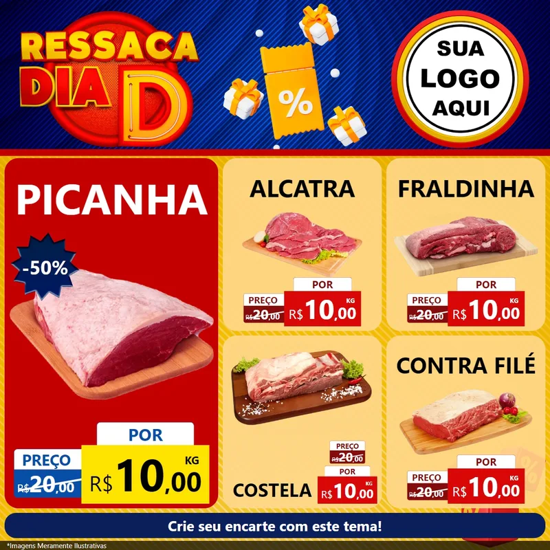 Modelo de Rede Social para Feed Facebook com o tema Ressaca Dia D para Açougue