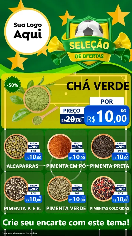 Modelo de Rede Social para Stories com o tema Seleção de Ofertas - Copa para Produtos Naturais