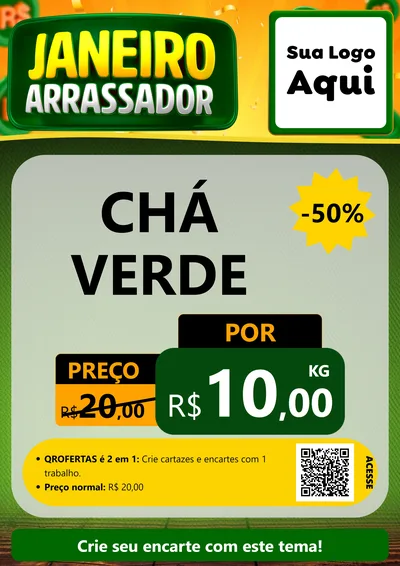 Modelo de Cartaz para Cartaz A4 Vertical com o tema Janeiro Arrasador para Produtos Naturais