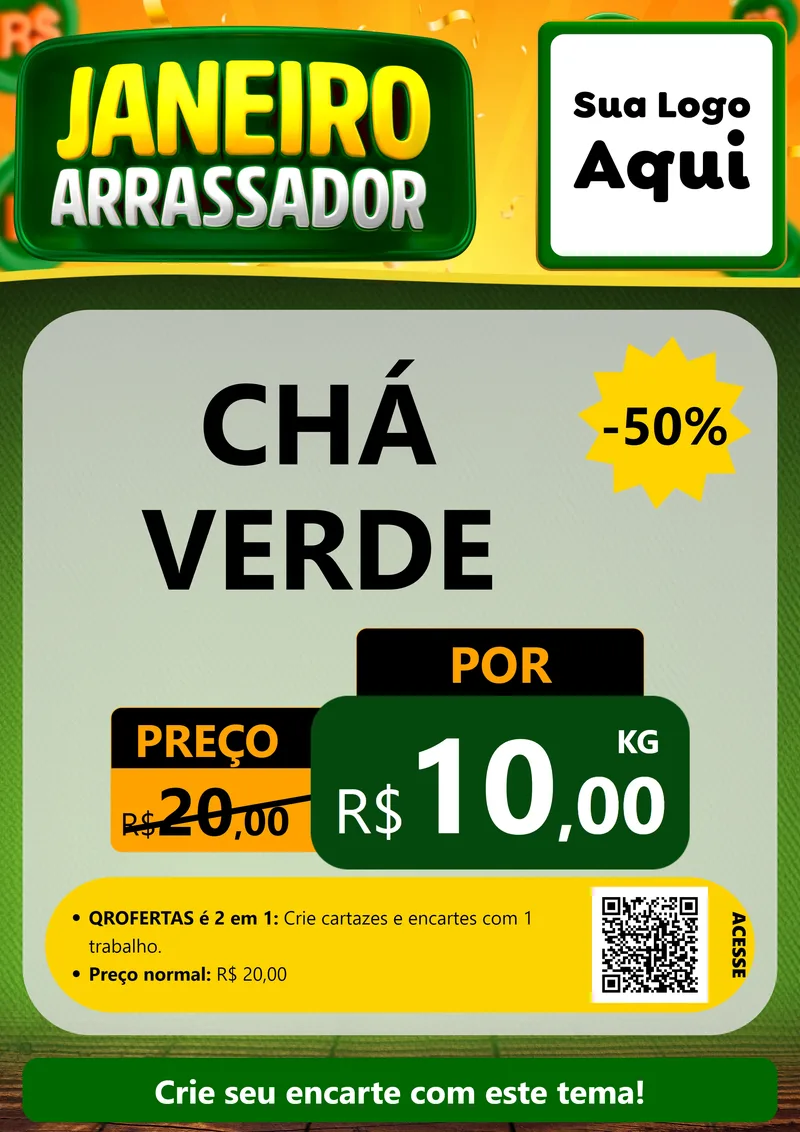 Modelo de Cartaz para Cartaz A4 Vertical com o tema Janeiro Arrasador para Produtos Naturais