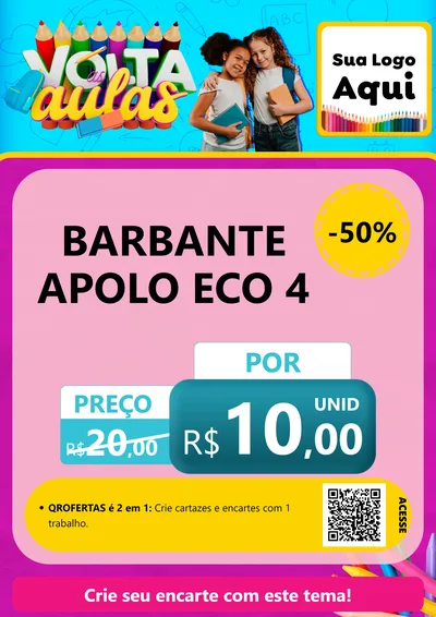 Modelo de Cartaz para Cartaz A4 Vertical com o tema Volta às Aulas para Armarinho e Aviamentos