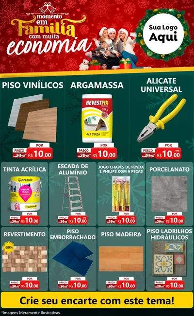 Modelo de Encarte para Encarte Grande com o tema Momento em Família (Natal) para Material para Construção