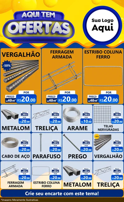 Modelo de Encarte para Encarte Grande com o tema Aqui Tem Ofertas para Ferragens