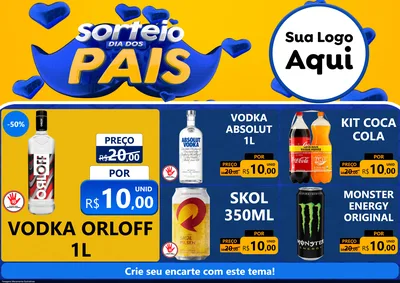 Modelo de Encarte para Encarte A4 Horizontal com o tema Sorteio Dia dos Pais para Distribuidora de bebidas