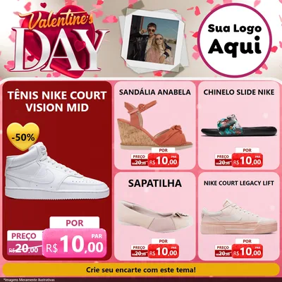 Modelo de Rede Social para Feed Facebook com o tema Valentine's Day para Calçados