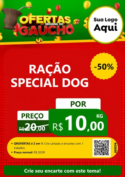 Modelo de Cartaz para Cartaz A4 Vertical com o tema Ofertas Semana Do Gaúcho para Pet Shop