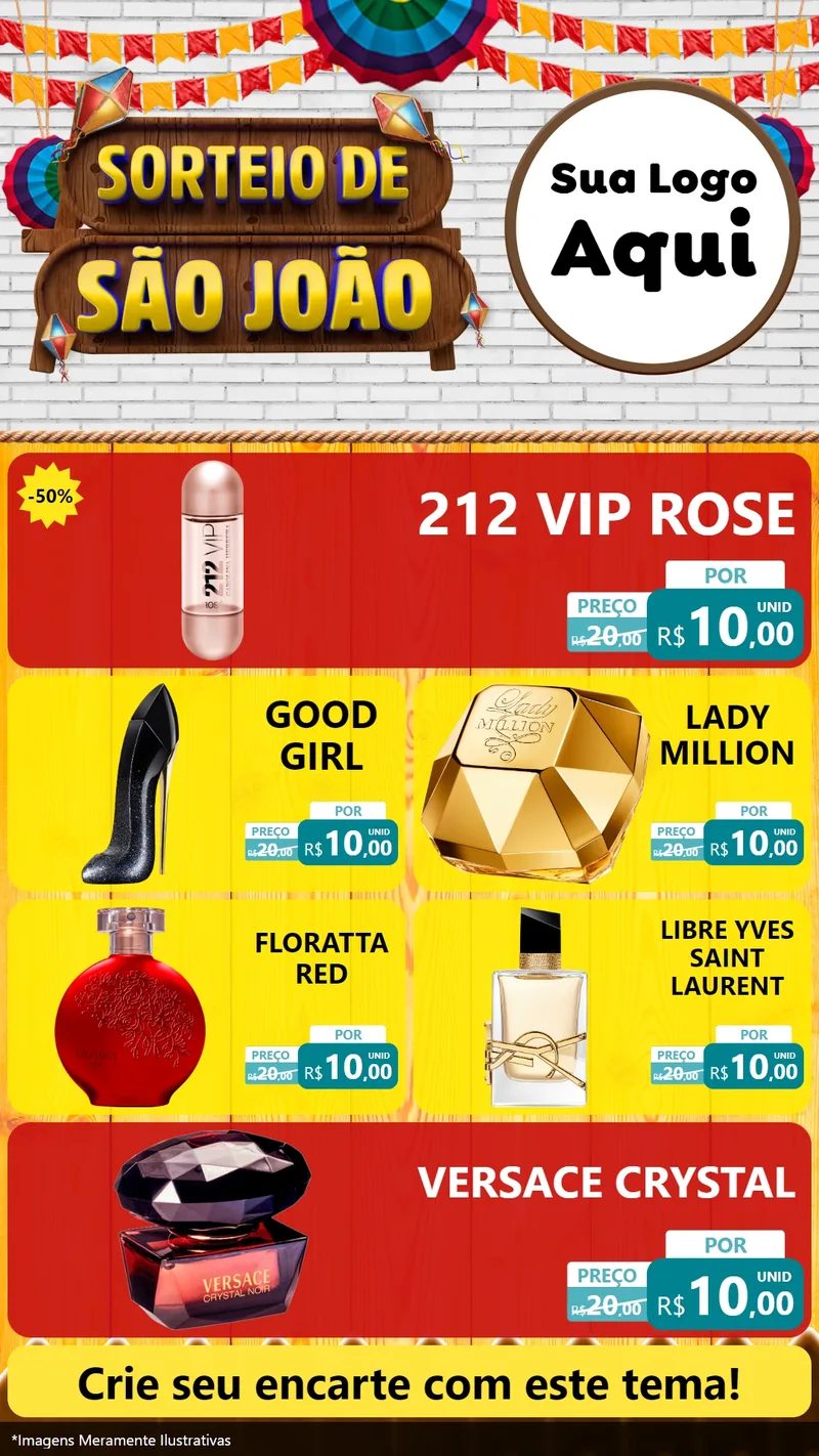 Modelo de TV para TV Vertical com o tema Sorteio de São João para Perfumes