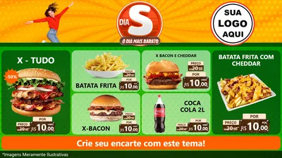 Modelo de TV para TV Horizontal com o tema Dia S - O Dia Mais Barato para Hamburgueria