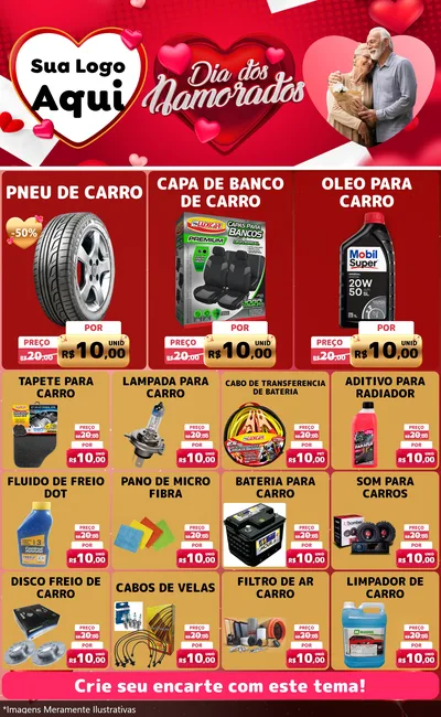 Modelo de Encarte para Encarte Grande com o tema Dia Dos Namorados para Auto peças