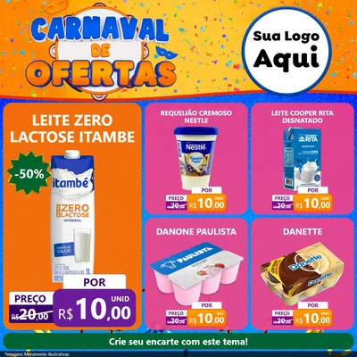 Modelo de Rede Social para Feed Facebook com o tema Carnaval de Ofertas para Frios e Laticínios