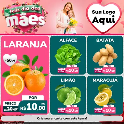 Modelo de Rede Social para Feed Facebook com o tema Feliz Dia das Mães para Hortifrúti