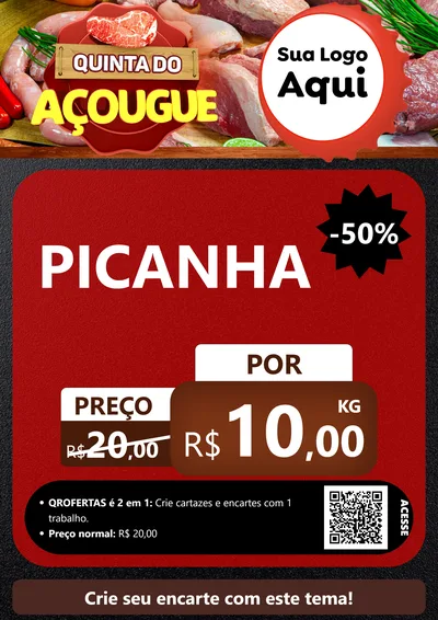 Modelo de Cartaz para Cartaz A4 Vertical com o tema Quinta do Açougue para Açougue