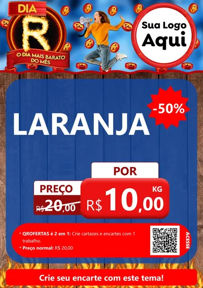 Modelo de Cartaz para Cartaz A4 Vertical com o tema Dia R - O Dia Mais Barato Do Mês para Hortifrúti