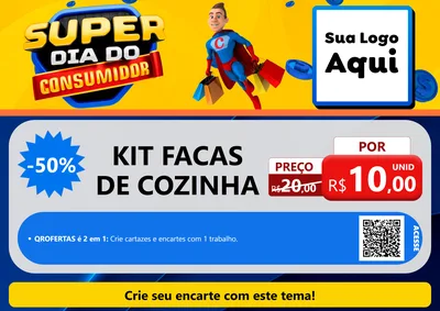 Modelo de Cartaz para Cartaz A4 Horizontal com o tema Super Dia do Consumidor para Utilidades Domésticas