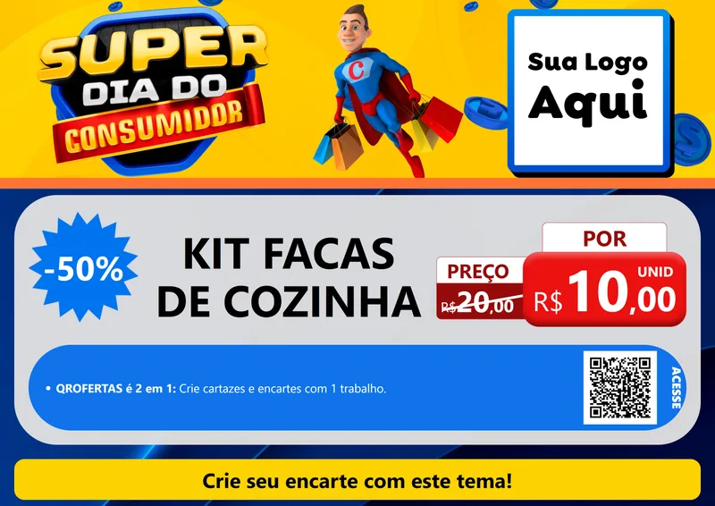 Modelo de Cartaz para Cartaz A4 Horizontal com o tema Super Dia do Consumidor para Utilidades Domésticas