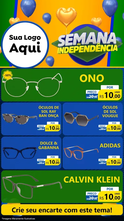Modelo de TV para TV Vertical com o tema Semana da Independência para Óticas