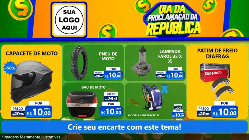 Modelo de TV para TV Horizontal com o tema Dia Da Proclamação da República para Moto peças