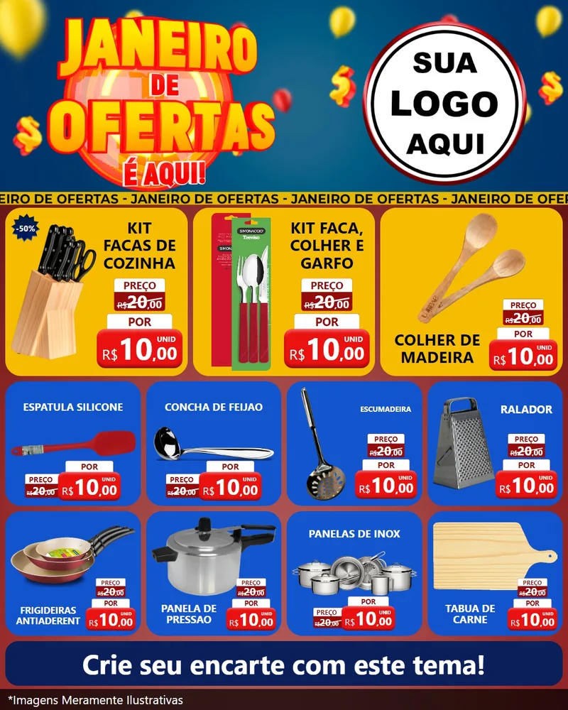 Modelo de Rede Social para Feed Instagram com o tema Janeiro de Ofertas É Aqui! para Utilidades Domésticas
