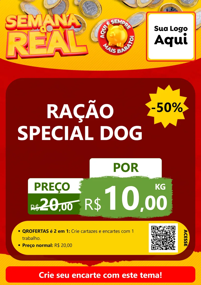 Modelo de Cartaz para Cartaz A4 Vertical com o tema Semana do Real para Pet Shop