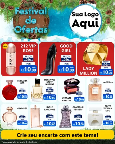 Modelo de Rede Social para Feed Instagram com o tema Festival de Ofertas - Inverno para Perfumes